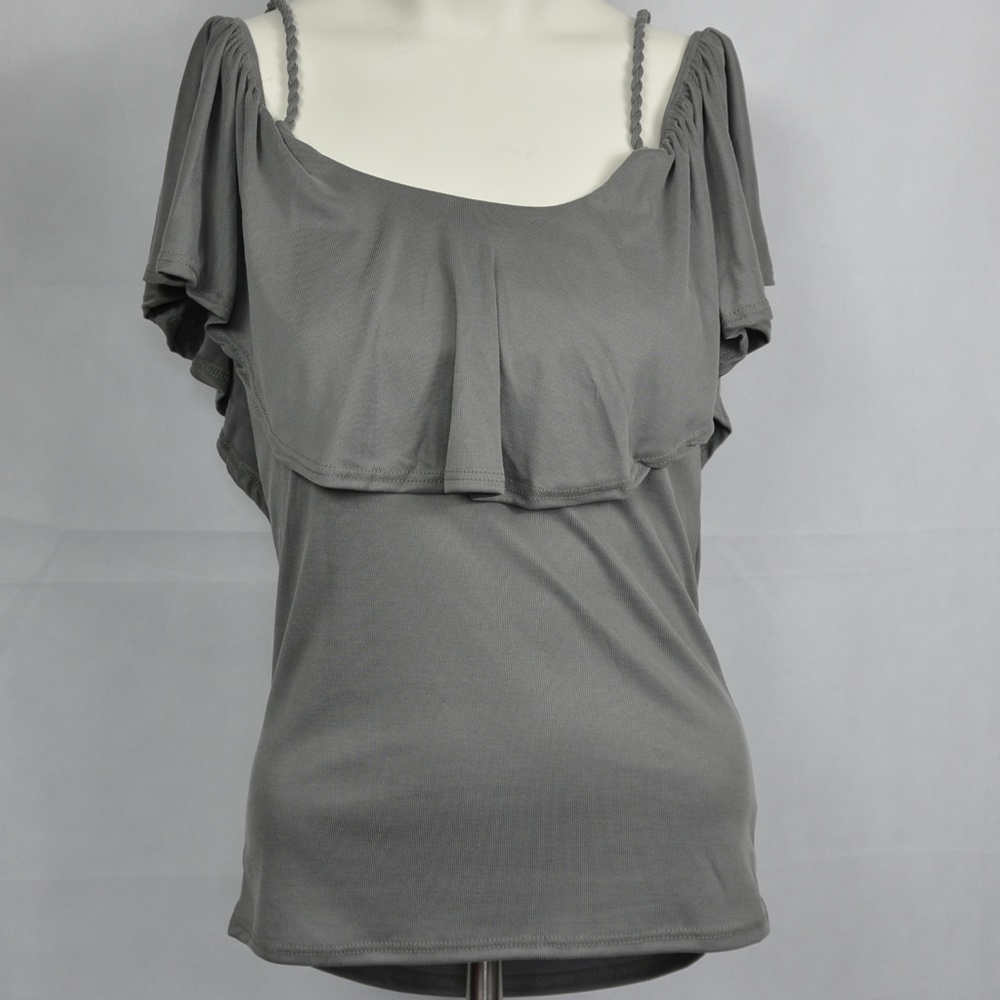 Gray Off-Shoulder with Strap - Picture 1 of 4